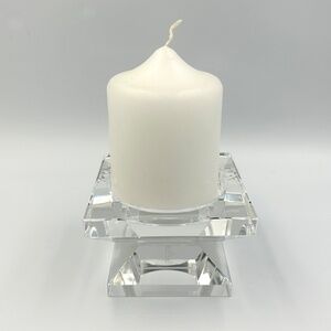 Rosenthal Clear Crystal Pillar Candle Holder Modernist Faceted